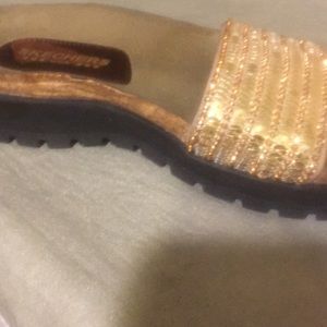 Gold tone Skechers Sandals